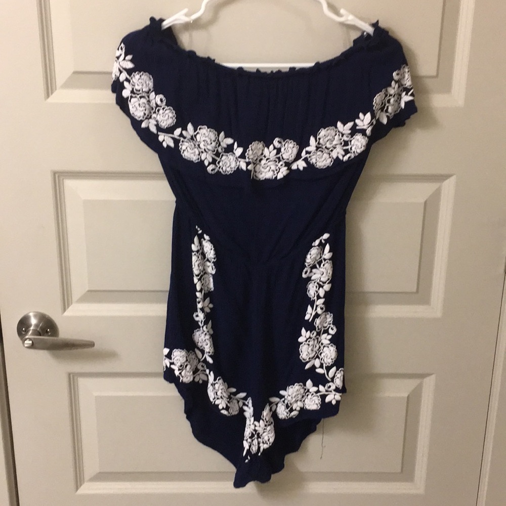 Off Shoulder Embroidered Romper